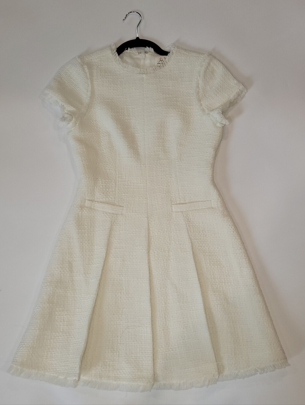 NWT cinq a Sept-Ivory Textured Tweed Fit-and-Flare Dress